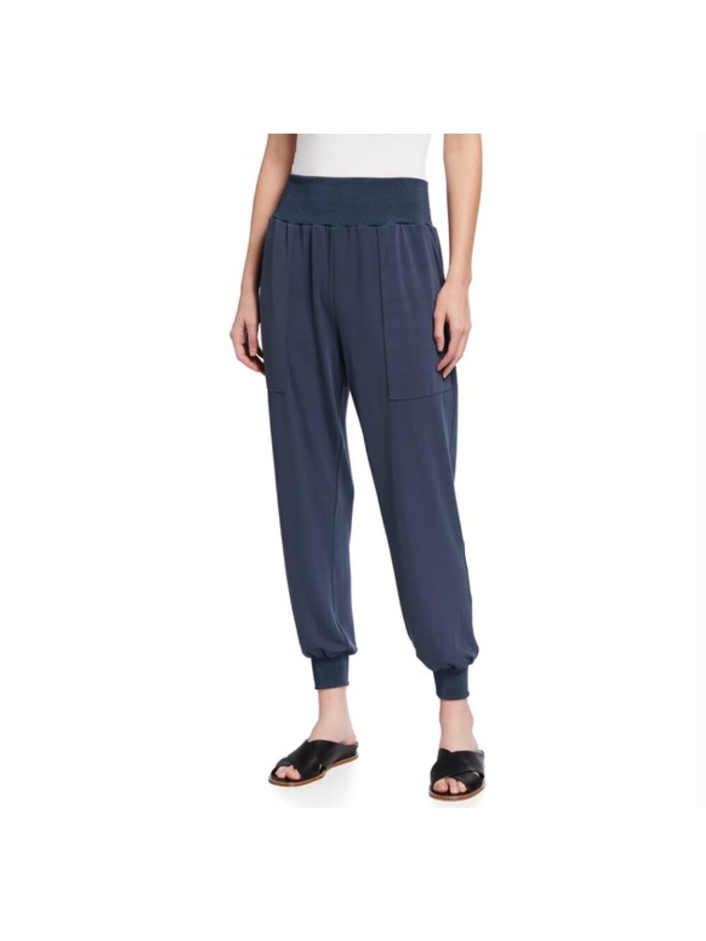Cinq a Sept S Womens Gayle Pants Matte Jersey Blue Joggers Lounge Comfort